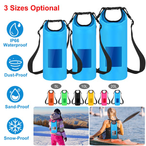 Floating Waterproof Dry Bag Floating Dry Sacks with Observable Window 10L Roll Top Lightweight Dry Storage Bag for Kayaking Rafting Boating Swimming C