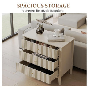 Fluted 3 Drawer Nightstand With Soft Close Slides