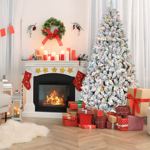 6FT Flocked Christmas Tree with 350 Colorful UL Lights