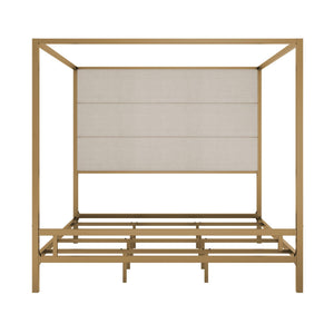 Canopy Bed With Tall Upholstered Headboard, 4 Poster Frame