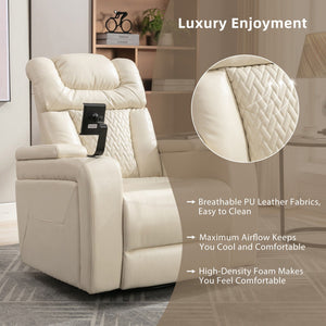 270 Degree Swivel Power Recliner With Tray Table, Phone Holder, Cup Holder, USB Port
