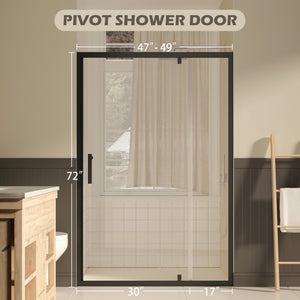 47-49" W × 72" H Pivot Shower Door with Clear Tempered Glass
