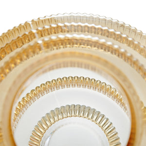 9.1x9.8" Tiered Geometric Amber Luster Clear Vase