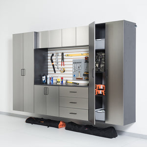 Astro Series - Wall Storage Cabinet With Soft Closing Drawers - Metallic Gray