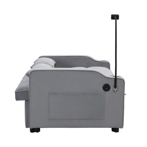 Modern Loveseat Futon Sofa With Pullout Bed, Adjustable Reclining Backrest, Toss Pillows