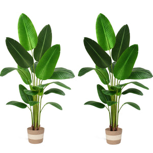 Bird of Paradise Artificial Plant - 6 Ft Tall Faux Banana Leaf Tree