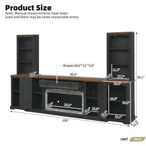 3-Piece TV Stand Set with Curved Side Cabinets for TVs Up to 70"