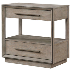 Prescott - 2 Drawers Nightstand With Open Shelf - Taupe