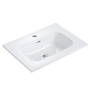 Glossy White Ceramic Integrated Sink