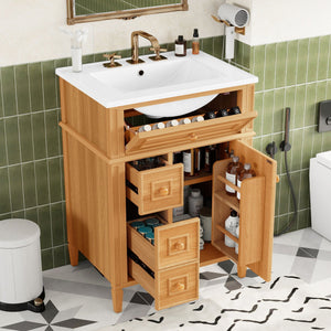 Bathroom Vanity With Sink, Cabinet With Flip Out Drawer and Soft Close Drawers