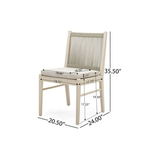 Cordoba Dining Chair Set of 2 - Comfortable Armless Chairs - Beige