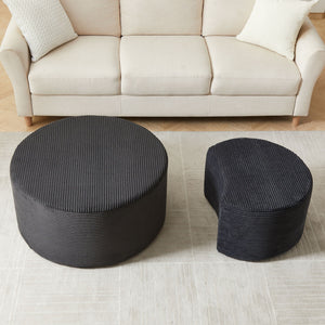 Modern Upholstered Round Coffee Table For Living Room (Set of 2)