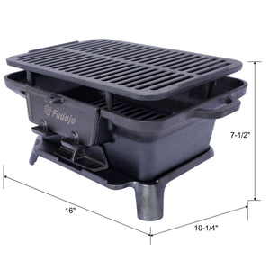 Oval Cast Iron Grill Outdoor Portable Charcoal Tabletop Skillet