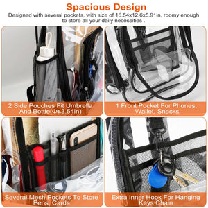 Clear Backpack Heavy Duty Transparent Book Bag Waterproof PVC Clear Backpack 5.3Gal with Reinforced Strap for College Workplace