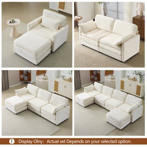 54" Plush Cloud Sofa: Modular Single + Ottoman Sofa with 22"