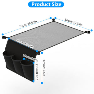 Hanging Storage Net for 35.43x23.62 Camping Table Under Table Folding Net Bag Tear-Resistant with 3 Side Pockets 4 Corner Clips for Camping Hiking Fis