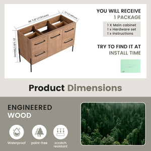 48" Freestanding Bathroom Vanity With Soft-Close Cabinet Door and 4 Drawers