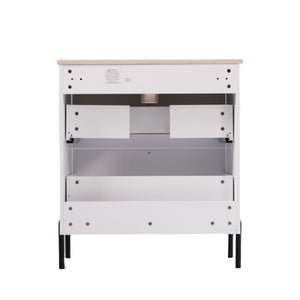 Bathroom Vanity With Ceramic Sink, Fluted Design