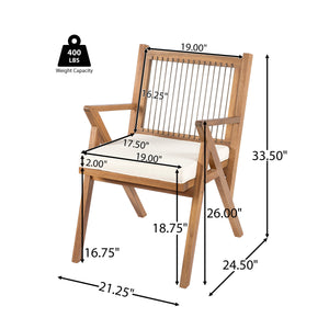 Patio Dining Chair with Cushion (Set of 2)
