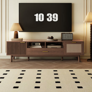 TV Stand for 75" TVs with Soft-Closing Doors and Drop-Down Cabinet