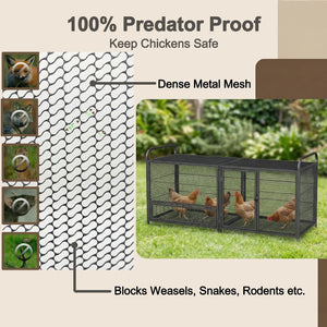 Chicken Cage, Poultry Breeding Coop - Black / Silver
