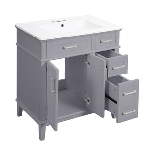 Modern Bathroom Vanity With Sink, Storage Cabinet, Soft Close Doors, Deep & Standard Drawers