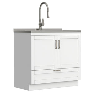 Reed - Deluxe Laundry Cabinet With Pull-Out Faucet And Stainless Steel Sink