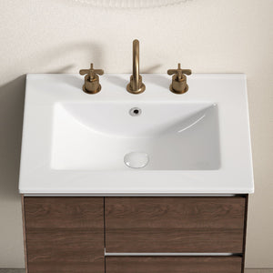 Vessel Sink With 3 Holes, Oval Design For Bathroom - Milk White