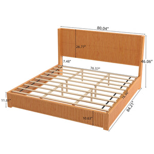 Solid Wood Platform Bed Frame with Headboard, King Size