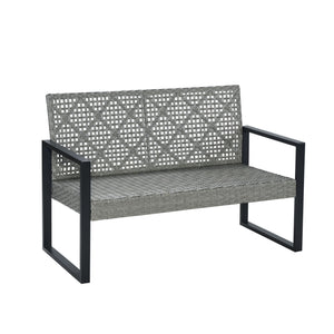 4 Piece Patio Furniture Set With Acacia Wood Table Top And Cushions