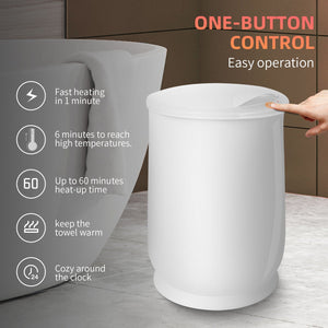 Luxury Bucket Towel Warmers, Large Towel Warmers For The Bathroom, Fits Up To 2 Oversized Towels - White