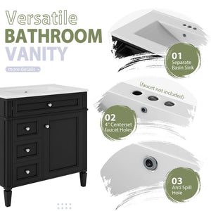 Bathroom Vanity With Medicine Cabinet, Royal Mirror Cabinet, Modern Bathroom Storage Cabinet With 2 Soft Closing Doors And 4 Drawers