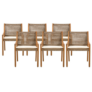 Outdoor Dining Chair Set - Acacia Wood and Wicker