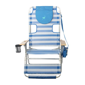 Ostrich 3-N-1 Altitude Outdoor Reclining Patio Beach Lounge Chair, Blue (2 Pack)