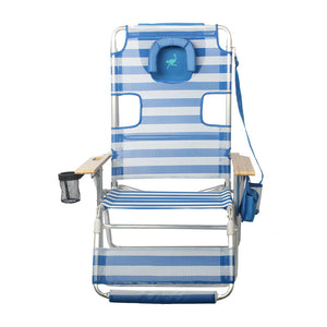 Ostrich 3-N-1 Altitude Outdoor Reclining Patio Beach Lounge Chair, Blue (2 Pack)