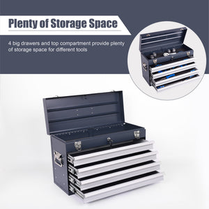 Heavy Duty Metal Tool Box, 21-inch with 4 Drawers