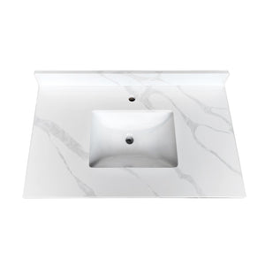 37-inch Quartz Bathroom Vanity Top with Undermount Single Bowl