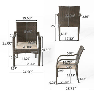 6 Pcs Outdoor Acacia Wood Dining Set with PE Rattan Stacking Chair