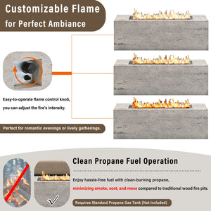 U_STYLE Outdoor Rectangular Propane Fire Pit 41.9" 40000 BTU