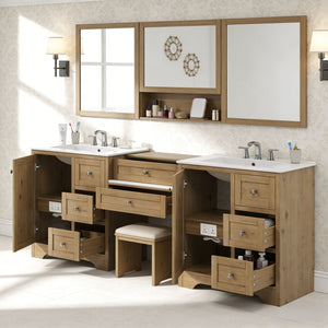 Double Sink Bathroom Vanity With Countertop, 2 Ceramic Sinks, 6 Drawers