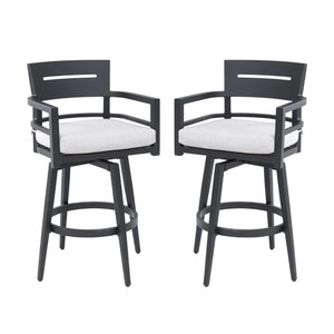 Outdoor Swivel Bar Chairs, 360 Degree Rotation, Ergonomic Backrest (Set of 2)
