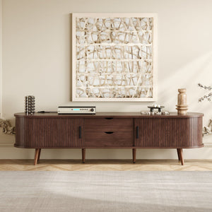 TV Stand For 70" TV With Tambour Doors And Built-In Power Outlet