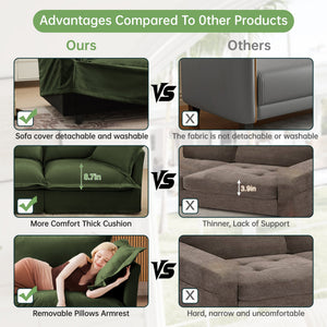 Modern Slipcovered 3-Seater Sofa with Chenille Fabric