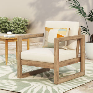 Outdoor Acacia Wood Patio Club Chair