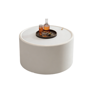 White Round Coffee Table with Tempered Glass Top