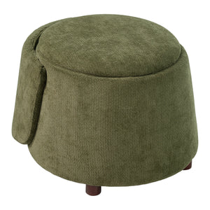Green Pet Friendly Chair with Hidden Pet Nook and Convertible Stool