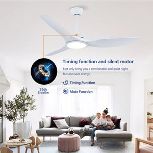52 Inch ABS Blades Ceiling Fan with LED Light Kit