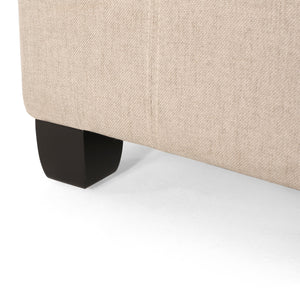 Upholstered Tufted Fabric Storage Ottoman, Wheat