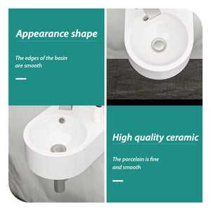 Modern Rectangle Wall Mount Bathroom Sink With Single Faucet Hole - White