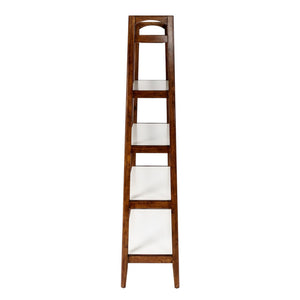 Mid - Century Design 5 Shelf Bookcase - Off White / Pecan